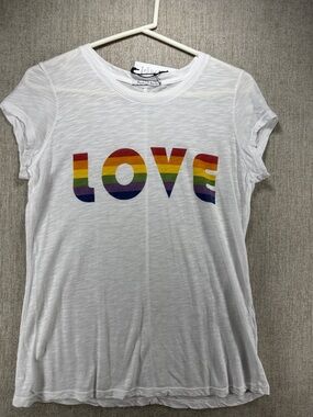 Michael Stars NWT Rainbow LOVE Graphic Tee OS White Pride Capsule